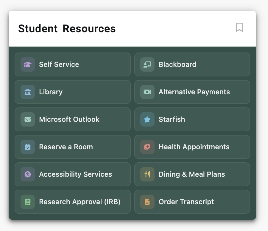 Student Resources Card